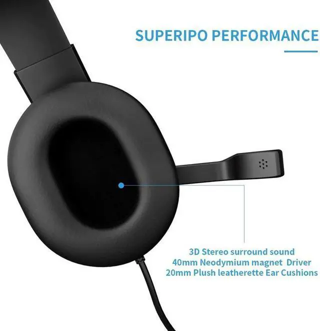 Alt view image 5 of 5 - 3.5mm Wired Headphone With Mic Gaming Headset Earphone Low Bass Stereo For Ps4 One Pc(Blue)