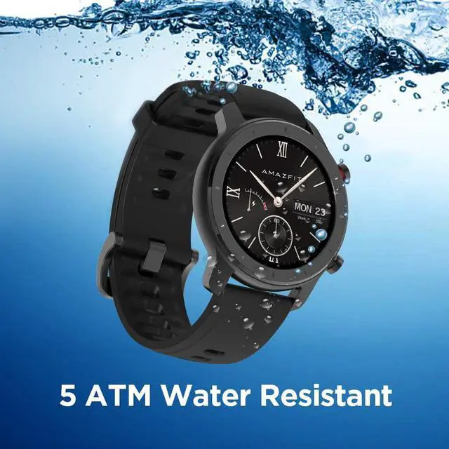 Alt view image 4 of 14 - Amazfit GTR Smartwatch, Classic Design, 24/7 Heart Rate Monitor, Music Control, GPS+GLONASS Enabled, 10-Day Battery Life, 12-Sport Modes, Water Resistant, 42mm, Starry Black