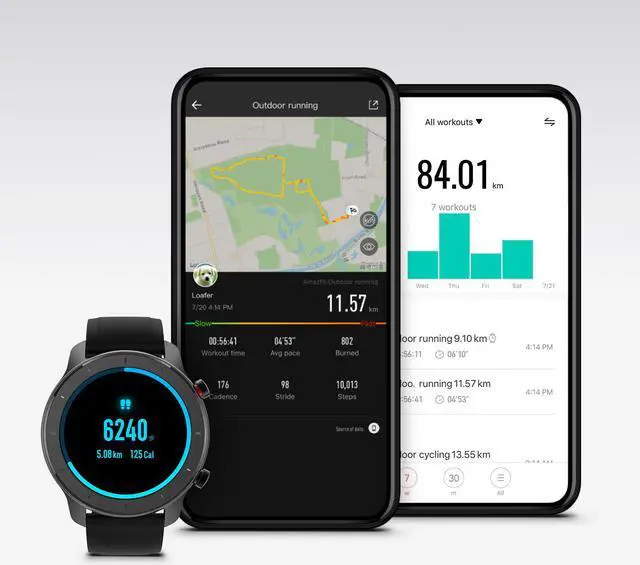 Alt view image 3 of 14 - Amazfit GTR Smartwatch, Classic Design, 24/7 Heart Rate Monitor, Music Control, GPS+GLONASS Enabled, 10-Day Battery Life, 12-Sport Modes, Water Resistant, 42mm, Starry Black