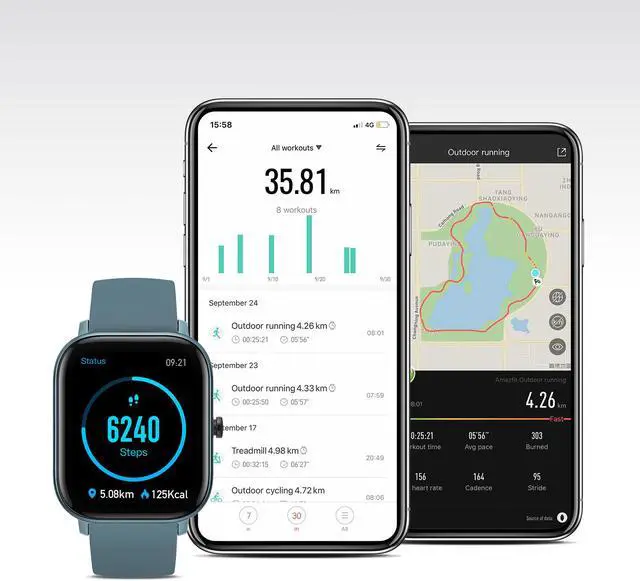 Alt view image 2 of 8 - Amazfit GTS Smartwatch, 1.65” AMOLED Display, Slim Metal Body, Smart Notifications, Activity Tracking, 14-Day Battery Life, Water Resistance, Steel Blue