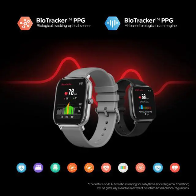 Alt view image 6 of 8 - Amazfit GTS Smartwatch, 1.65” AMOLED Display, Slim Metal Body, Smart Notifications, Activity Tracking, 14-Day Battery Life, Water Resistance, Steel Blue