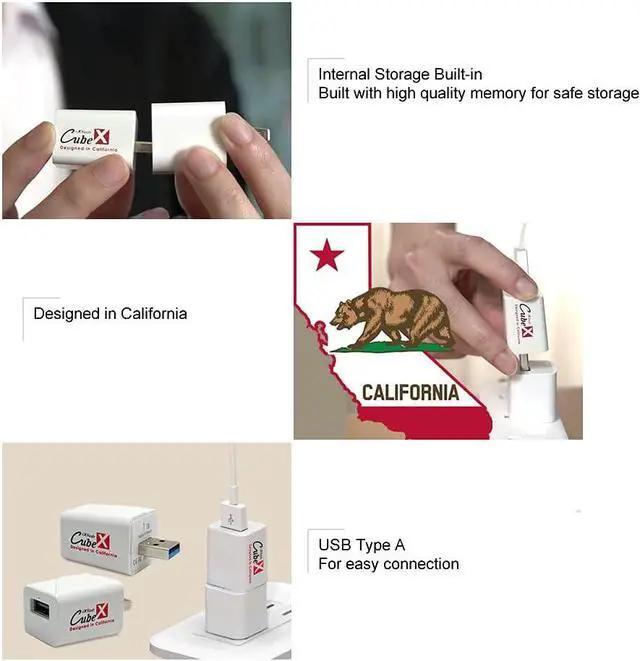 Alt view image 6 of 6 - PioData iXflash Cube 128 GB Photo Storage Device Apple MFi Certified USB Type A for iPhone & iPad, Auto Backup Photos & Videos
