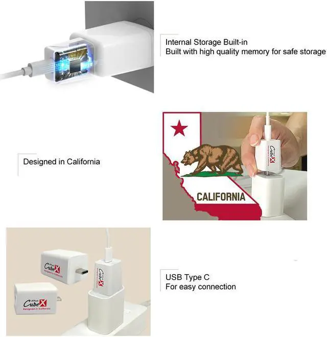 Alt view image 6 of 7 - PioData iXflash Cube 128GB Photo Storage Device Apple MFi Certified USB Type C with Quick Charge for iPhone & iPad, Auto Backup Photos & Videos