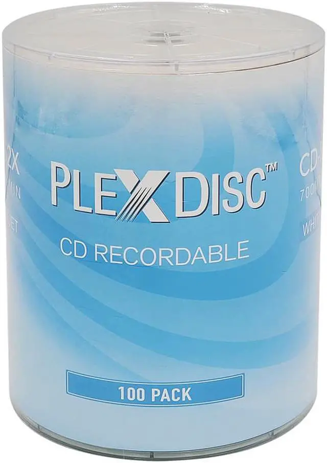 Main image of PlexDisc CD-R 700MB 52X White Inkjet Hub Printable Recordable Media - 100pk (no Container) FFB 631-217-BX, 100 Discs