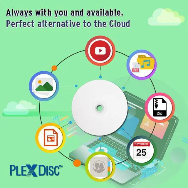 Alt view image 5 of 6 - PlexDisc CD-R 700MB 52X White Inkjet Hub Printable Recordable Media - 100pk (no Container) FFB 631-217-BX, 100 Discs