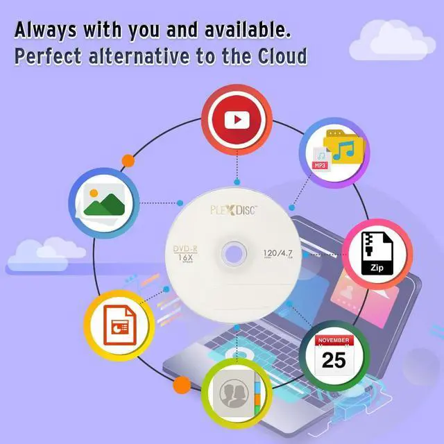 Alt view image 7 of 7 - PlexDisc DVD-R 4.7GB 16x Logo Branded Recordable Media - 50pk cake box (FFP) 632-814-BX, 50 Discs