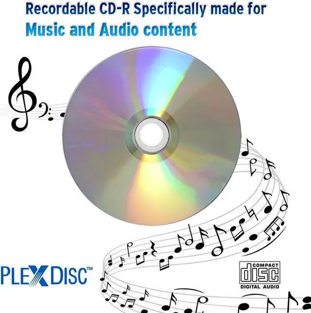Alt view image 5 of 7 - PlexDisc 52x Digital Audio Music CD-R Disc 80min 700MB Shiny Silver - 100 PK Cake Box, 100 discs
