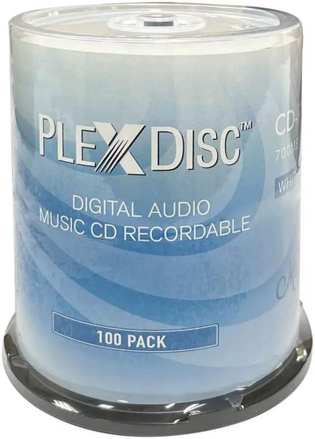 Main image of PlexDisc 52x Digital Audio Music CD-R Disc 700MB White Inkjet Printable - 100 PK Spindle (FFP), 100 Discs