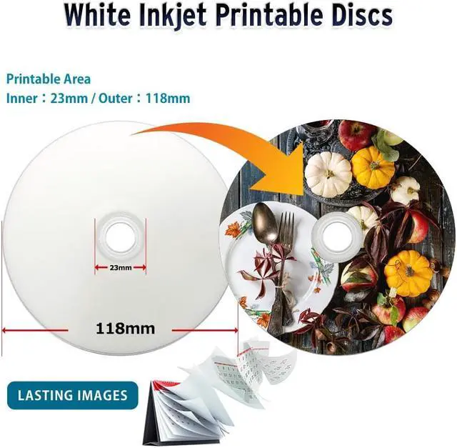 Alt view image 2 of 6 - PlexDisc 52x Digital Audio Music CD-R Disc 700MB White Inkjet Printable - 100 PK Spindle (FFP), 100 Discs