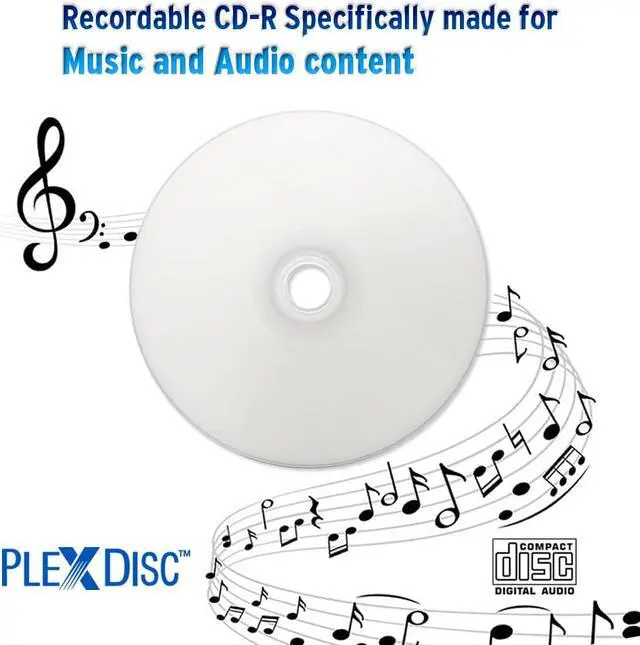 Alt view image 5 of 6 - PlexDisc 52x Digital Audio Music CD-R Disc 700MB White Inkjet Printable - 100 PK Spindle (FFP), 100 Discs