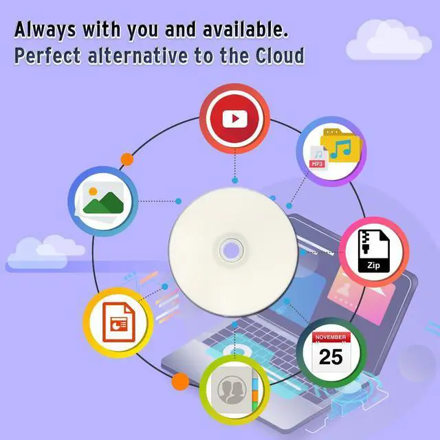 Alt view image 7 of 7 - PlexDisc TY Series DVD-R 16X 4.7GB White Inkjet Hub Printable DVD-R - 50 Discs Cake Box