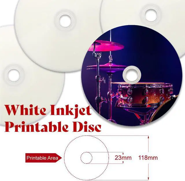 Alt view image 4 of 6 - PioData CD-R 52X 700MB Moisture Resistant White Inkjet Printable - 100 Disc Cake Box Spindle