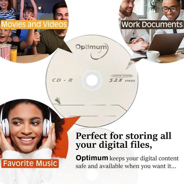 Alt view image 6 of 7 - OPTIMUM CD-R 700MB 52X Logo Top Recordable Media 100 Discs (no Container) FFP A20-31-817-BX