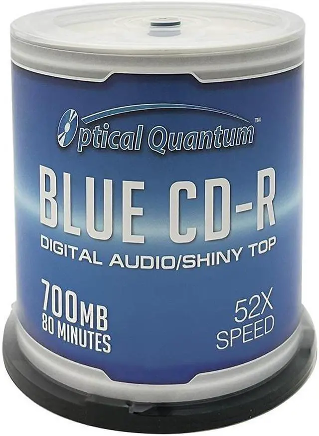 Main image of Optical Quantum Digital Audio Silver Top 700MB 52x Blue AZO CD-R with Noise Free Playback for Optimal Audio Music recording, 100 Discs
