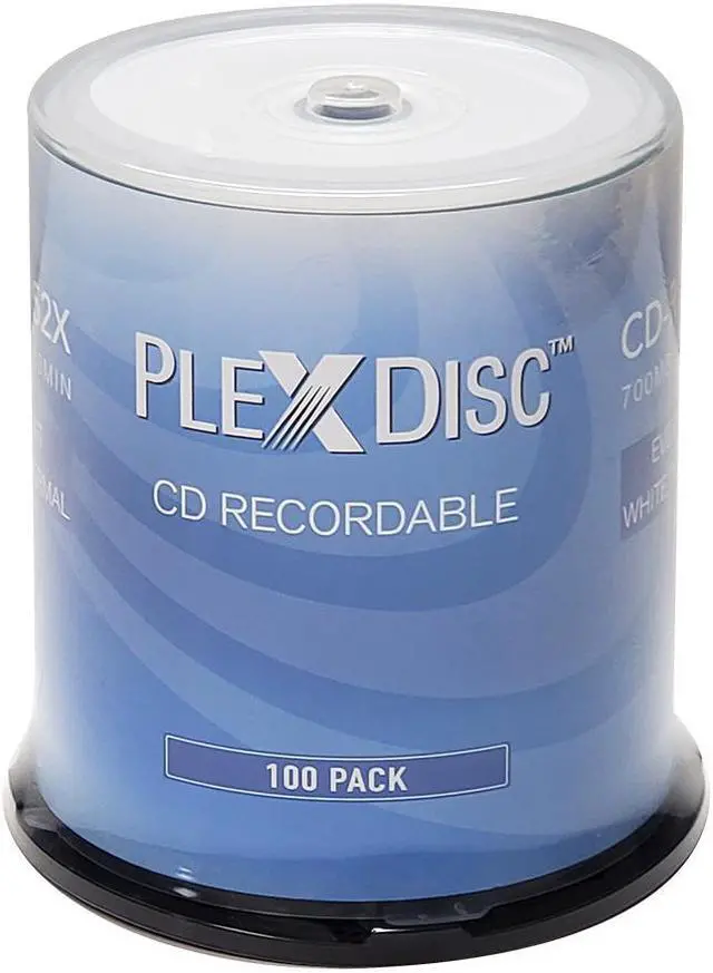 Main image of PlexDisc 52X 700MB White Thermal Hub Printable CD-R 100 Packs Disc Model 631-415-BX