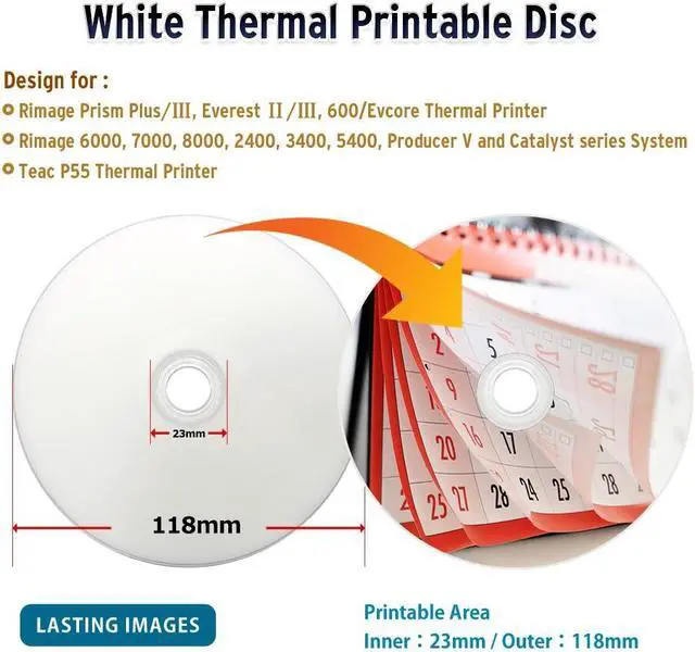 Alt view image 3 of 6 - PlexDisc 52X 700MB White Thermal Hub Printable CD-R 100 Packs Disc Model 631-415-BX