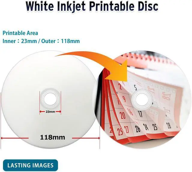 Alt view image 2 of 8 - Optical Quantum 700 MB 52X CD-R White Inkjet Printable 100 Packs Disc Model OQCD52BWIPH-BX