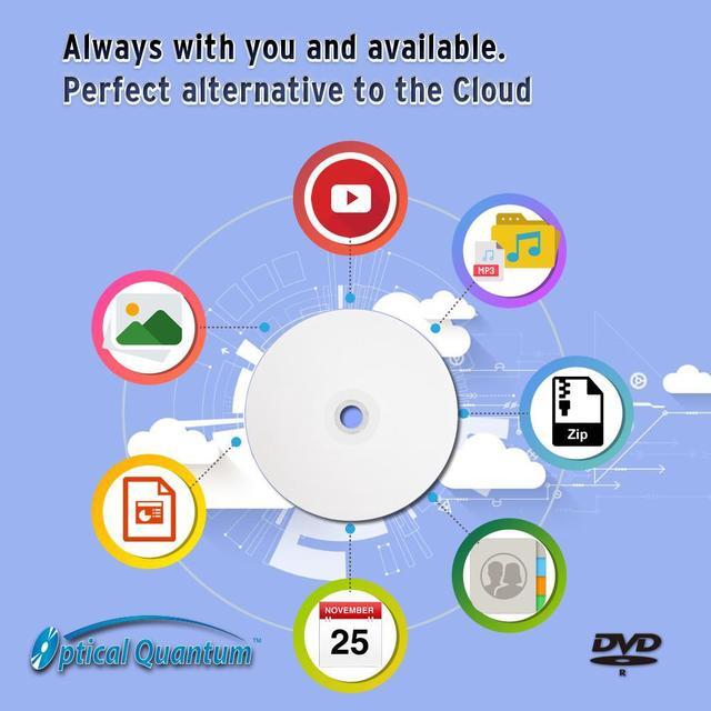 Alt view image 5 of 8 - Optical Quantum DVD-R 4.7GB 16X White Inkjet Printable Hub Printable - 100pk Cake Box, 100 discs