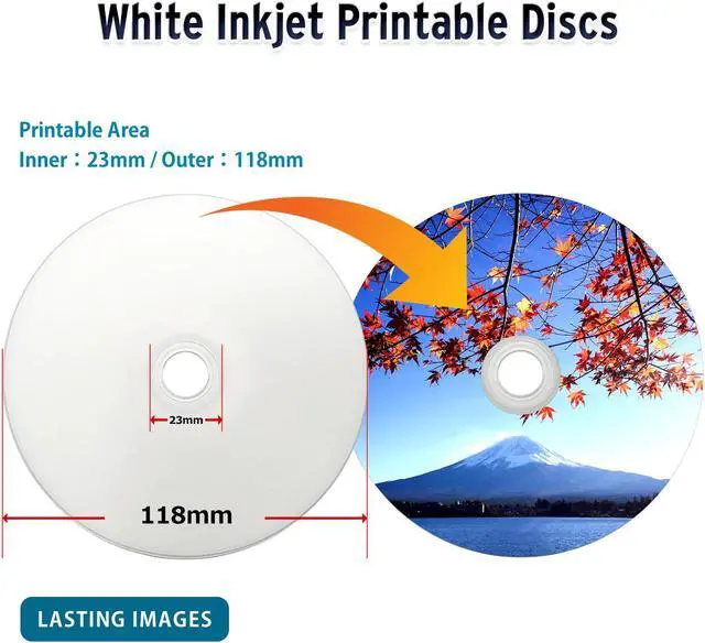 Alt view image 2 of 7 - HIDISC TY Series Digital Audio Music CD-R 52X 700MB White Inkjet Printable - 100 Cake Box
