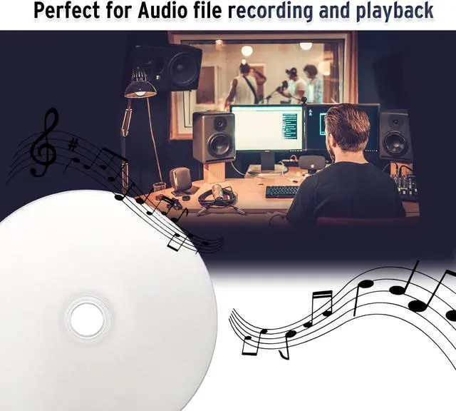 Alt view image 7 of 7 - HIDISC TY Series Digital Audio Music CD-R 52X 700MB White Inkjet Printable - 100 Cake Box