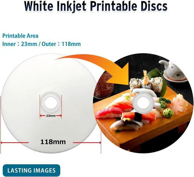 Alt view image 2 of 6 - HIDISC TY Series Blue CD-R 52X 700MB White Inkjet Hub Printable Recordable Media Disc - 100 Cake Box