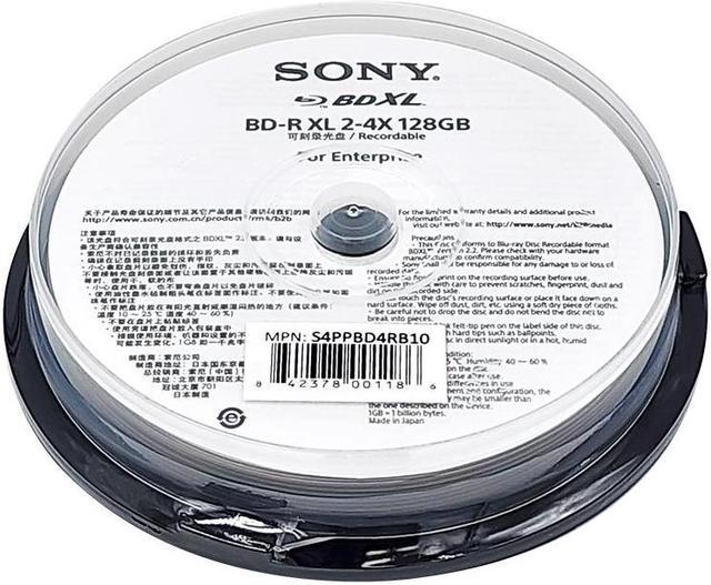 Sony 4X 128GB BDXL Quad Layer BD-R XL White Inkjet Printable Blu