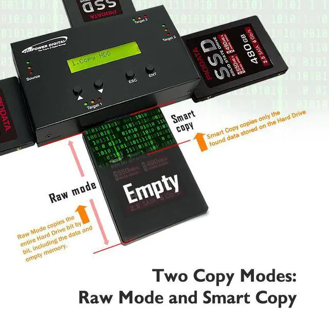 Alt view image 4 of 8 - Vinpower HDDMiniDup 1 to 3 SATA 2.5" & 3.5" Hard Disk Drive/Solid State Drive (HDD/SSD) Clone Duplicator and DoD level Eraser