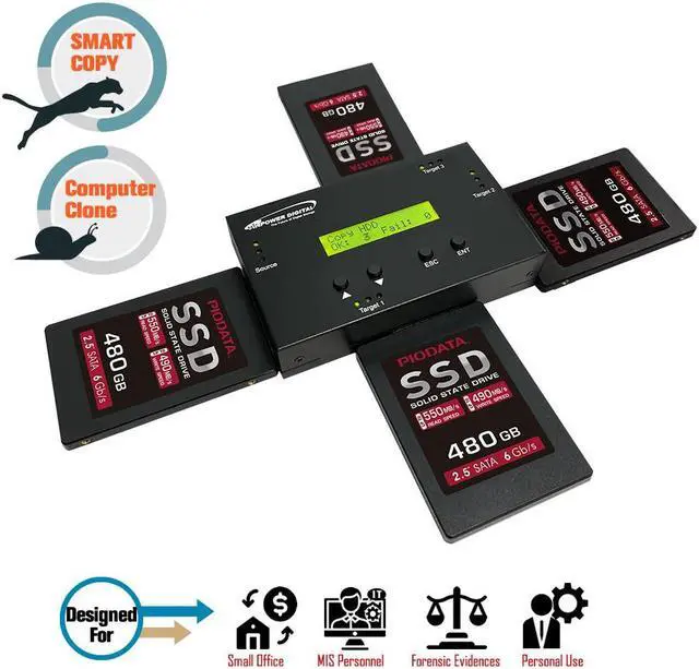 Alt view image 7 of 8 - Vinpower HDDMiniDup 1 to 3 SATA 2.5" & 3.5" Hard Disk Drive/Solid State Drive (HDD/SSD) Clone Duplicator and DoD level Eraser