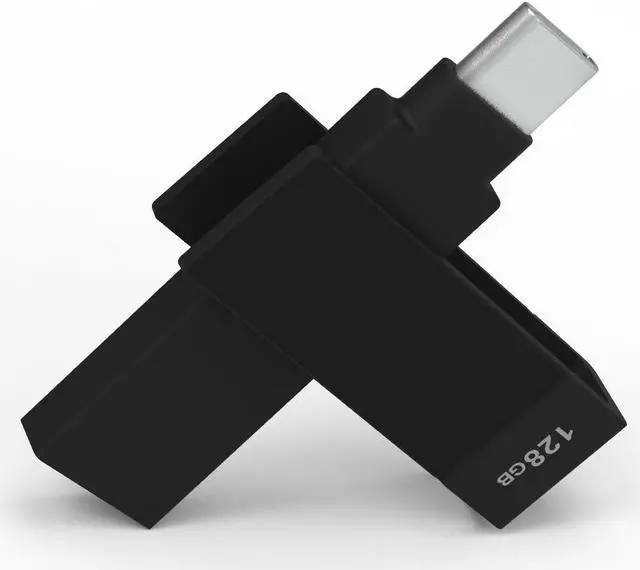 Main image of PioData Apple MFi Certified iXflash 128GB Backup Flash Drive 2-in-1 USB for iPhone, iPad, and Computer, USB Type A & USB Type C, Black iPhone Photo Storage Stick, iPhone Flash Drive for Photos