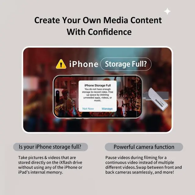 Alt view image 5 of 7 - PioData Apple MFi Certified iXflash 512GB Flash Drive 2-in-1 USB for iPhone, iPad, and Computer  USB Type A & USB Type C, iPhone USB Storage Flash Drive for Photos, Backup, and External Hard Drive