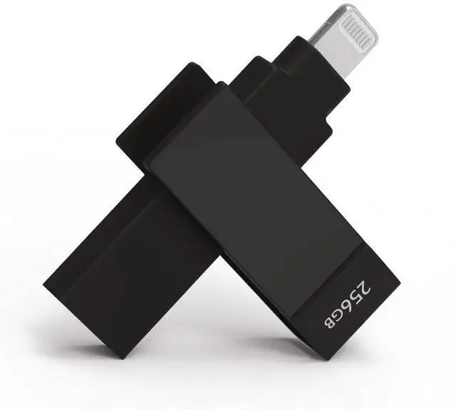 Main image of PioData Apple MFi Certified iXflash 256 GB Backup Photo Stick 2-in-1 USB Type A & Lightning, USB for iPhone, iPad, External Photo Storage for iPhone and Computer, Black