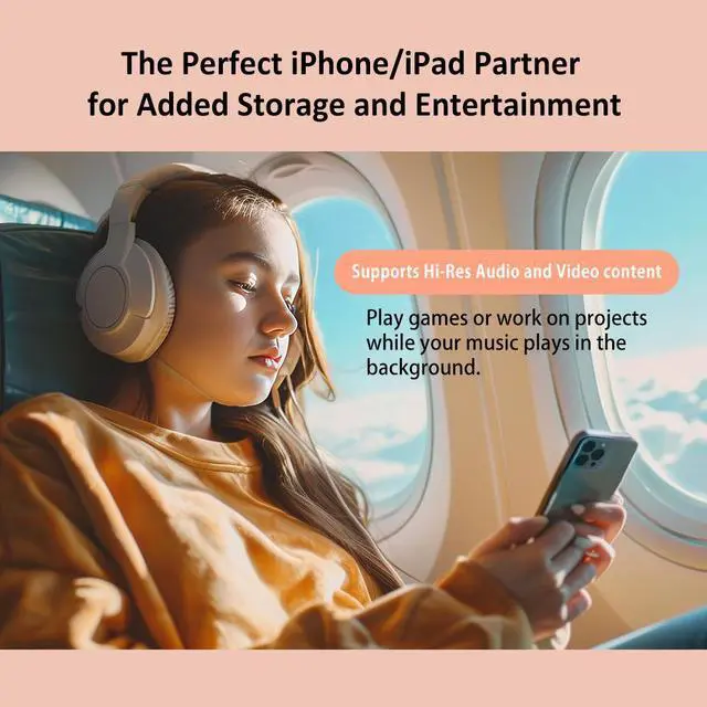 Alt view image 7 of 7 - PioData Apple MFi Certified 1 TB iXflash Backup Flash Drive 2-in-1 USB Type C & Lightning for iPhone, iPad, and Computer | Photo Storage and Transfer Morandi Pink