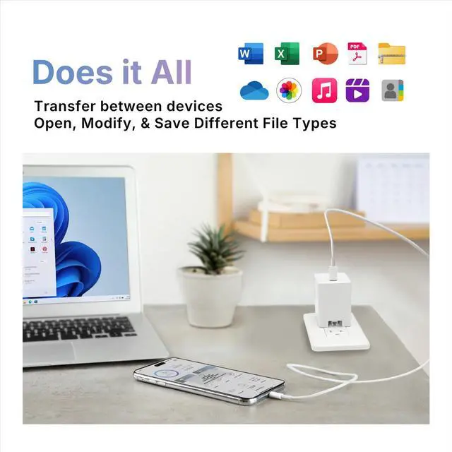 Alt view image 4 of 6 - Piodata USB-C Charger iPhone Flash Drive: 256GB iXCharger Apple MFi Certified for iPad, Android, Laptop, MacBook, Phone, Backup Storage, 65W Fast Charging, External Memory, PD Power Adapter