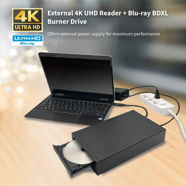 Alt view image 6 of 7 - PioData 4K UHD Reader and 16X Blu-ray BD BDXL DVD CD External Burner Writer Drive (Drive Only)