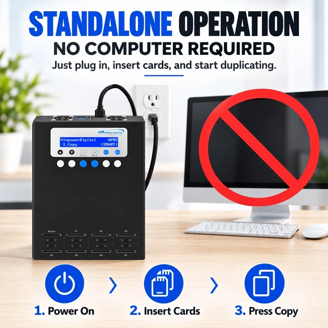 Alt view image 2 of 7 - Vinpower SDMiniDup 1 to 7 Standalone SD/MicroSD Card Flash Memory Drive Duplicator Copier