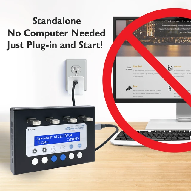 Alt view image 2 of 7 - Vinpower USBMiniDup 1 to 3 Standalone USB Duplicator Flash Memory Drive Copier Eraser Cloner