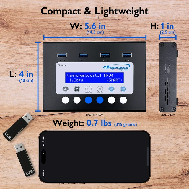 Alt view image 6 of 7 - Vinpower USBMiniDup 1 to 3 Standalone USB Duplicator Flash Memory Drive Copier Eraser Cloner