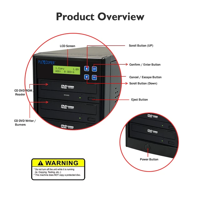 Alt view image 5 of 7 - PlexCopier 1 to 3 CD DVD duplicator Burner Writer Standalone Copier Tower