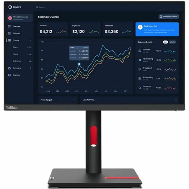 Alt view image 11 of 20 - Lenovo ThinkVision T22I-30 21.5" FHD 1920x1080 Desktop Monitor 63B0MAT6US