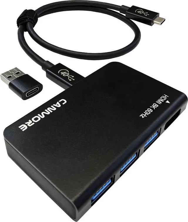 Main image of CANMORE TY02 USB4 Multiport Hub, 4-in-1USB-C Design, Includes 8K HDMI 60Hz, 40Gbps, USB3.2 (Silver) Black