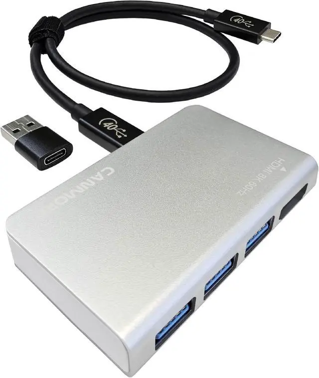 Alt view image 2 of 7 - CANMORE TY02 USB4 Multiport Hub, 4-in-1USB-C Design, Includes 8K HDMI 60Hz, 40Gbps, USB3.2 (Silver) Black