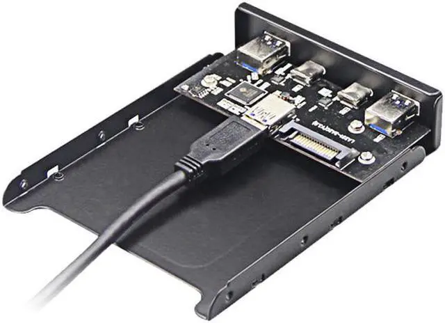 Alt view image 4 of 5 - Dual 5Gb/s USB 3.1 Type-C & USB 3.0 Computer 3.5 inch Floppy Bay Front Panel 4 Ports USB Hub, USB3 19Pin to 2x USB 3.0 USB-C + 2x Type A Splitter Adapter