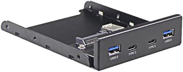 Alt view image 2 of 5 - Dual 5Gb/s USB 3.1 Type-C & USB 3.0 Computer 3.5 inch Floppy Bay Front Panel 4 Ports USB Hub, USB3 19Pin to 2x USB 3.0 USB-C + 2x Type A Splitter Adapter