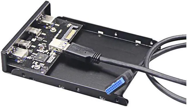 Alt view image 3 of 5 - Dual 5Gb/s USB 3.1 Type-C & USB 3.0 Computer 3.5 inch Floppy Bay Front Panel 4 Ports USB Hub, USB3 19Pin to 2x USB 3.0 USB-C + 2x Type A Splitter Adapter