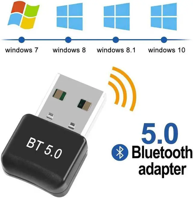 Main image of USB Bluetooth 5.0 Adapter for PC Win10/8.1/8/7/XP/Vista, Bluetooth Dongle Receiver/Transmitter Support Multiple Device Connections: Headset, Mouse, Keyboard, Printer, Speaker