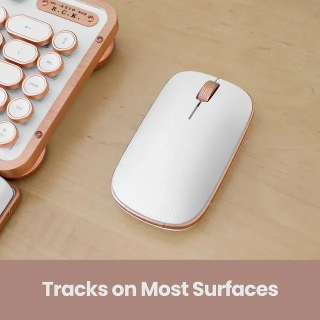 Alt view image 7 of 7 - AZIO Retro Classic Bluetooth Mouse - Genuine Leather Topped with Pixart Precision Tracker | Colour Posh (RM-RCM-L-02)