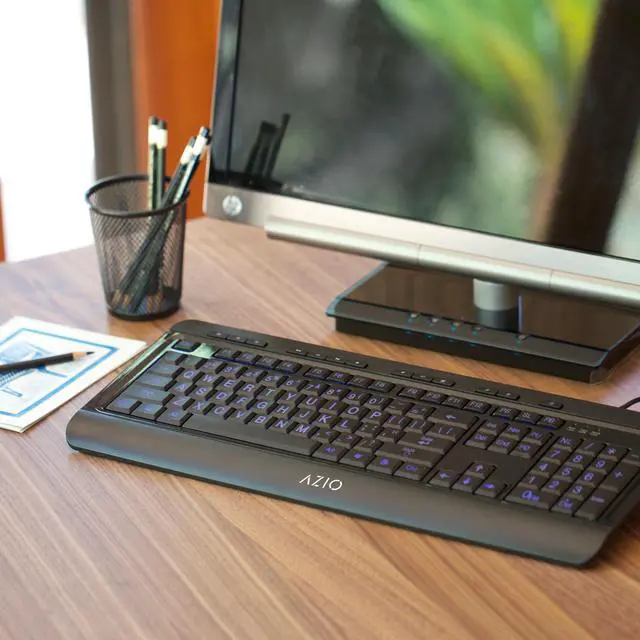Alt view image 4 of 20 - AZIO KB505U Black USB Wired Standard Large Print 3 Color Backlit Keyboard