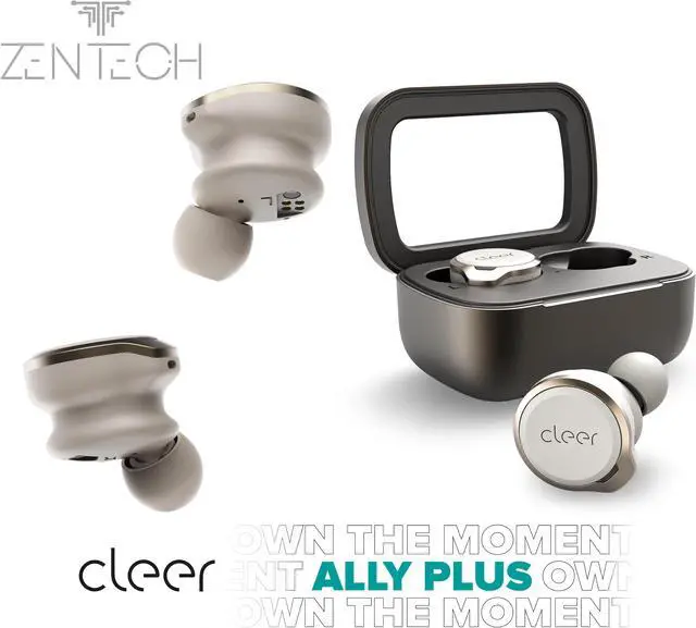 Alt view image 2 of 7 - Cleer Audio ALLY PLUS True Wireless Earbuds  Bluetooth 5.0 Noise Cancelling Environmental Suppression Ambient Awareness Technology | IPX4 Water & Sweat Resistance. 30 Hour Battery Total (White Gold)