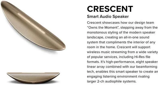 Alt view image 4 of 8 - Cleer CRESCENT1WFGLDUS Smart Audio Speaker, SoundShaping Technology with Unique Room DSP Enabling 3 Different Sound Mode