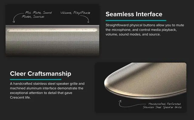 Alt view image 6 of 8 - Cleer CRESCENT1WFGLDUS Smart Audio Speaker, SoundShaping Technology with Unique Room DSP Enabling 3 Different Sound Mode